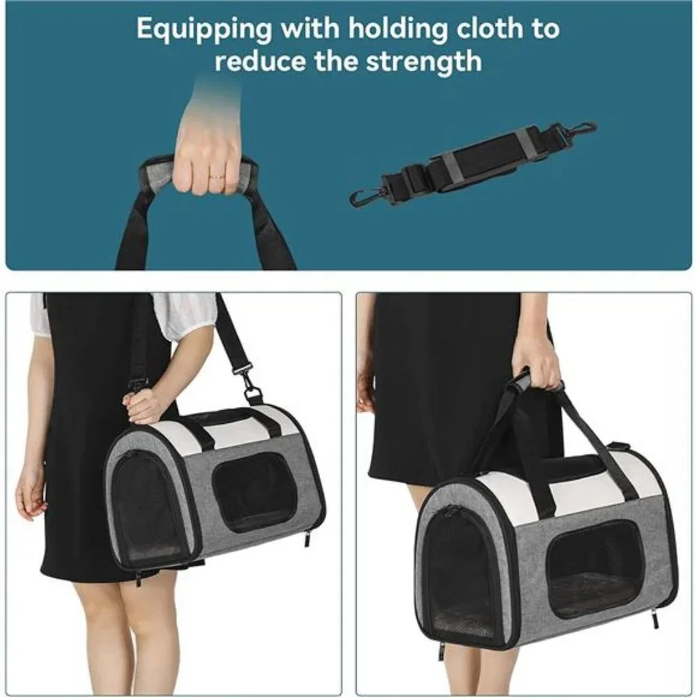 Small 5-Sided Breathable Mesh Pet Carrier Lightweight Soft Cat Carrier Dark Gray